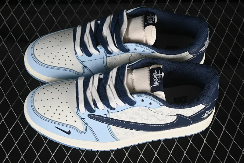 All categories Air Jordan Jordan series basketball shoes Air Jordan 1 Low High-end customized low-top sneakers Travis Scott x Fragment Design x Air Jordan 1 Low OG SP AJ1 Stussi co-branded white and blue stitching low-top cultural casual sneakers XZ5749-010